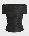 Coperni Off-shoulder Taffeta Top In Black