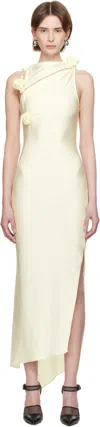 Coperni Off-white Asymmetric Flower Gown Maxi Dress In White Avorio
