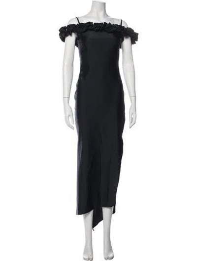 Pre-owned Coperni Off-the-shoulder Long Dress In Black/blue
