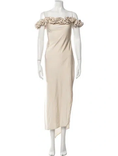 Pre-owned Coperni Off-the-shoulder Long Dress In Neutrals