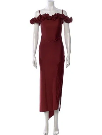 Pre-owned Coperni Off-the-shoulder Long Dress In Red