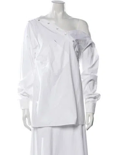 Pre-owned Coperni Off-the-shoulder Long Sleeve Button-up Top In White