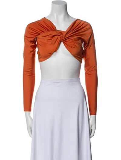 Pre-owned Coperni Off-the-shoulder Long Sleeve Crop Top In Blue