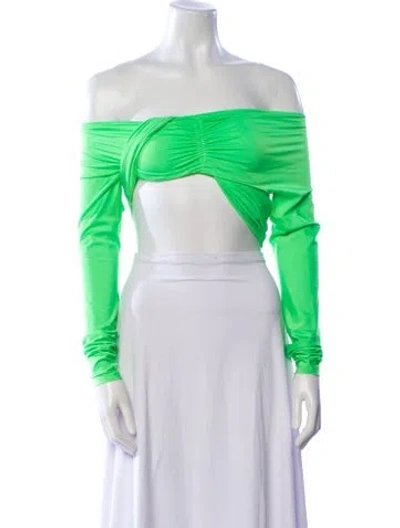 Pre-owned Coperni Off-the-shoulder Long Sleeve Crop Top In Green