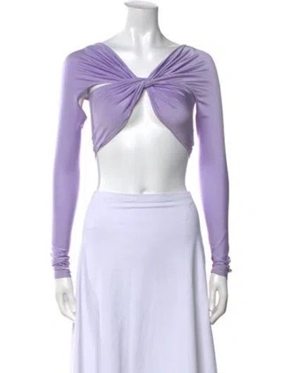 Pre-owned Coperni Off-the-shoulder Long Sleeve Crop Top In Purple