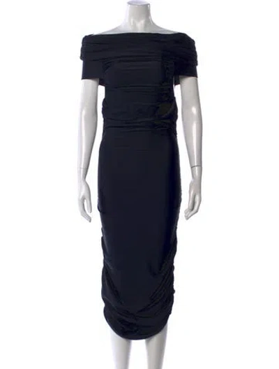 Pre-owned Coperni Off-the-shoulder Midi Length Dress In Black/blue