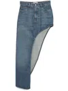 Coperni Blue Skirt With Logo Patch On The Rear And Diagonal One-leg Cut In Denim Woman In Blue