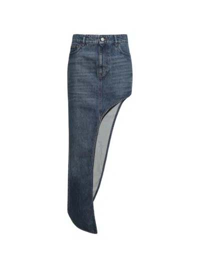 Coperni One Leg Denim Skirt Blue