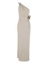 Coperni Asymmetrical Beige One-shoulder Midi Dress In Neutral