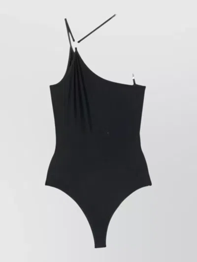 Coperni One Shoulder Swimsuit Asymmetric Neckline In Black