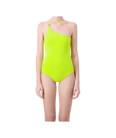 Coperni One Shoulder Swimsuit In Green