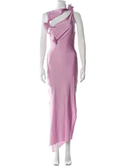 Pre-owned Coperni One-shoulder Long Dress In Pink