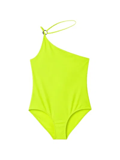 Coperni One-shoulder Ring-detail Swimsuit In Green