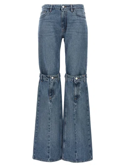 Coperni Open-knee Cotton Straight Jeans In Blue