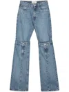 Coperni Open Knee Mid-rise Jeans In Blau