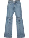 Coperni Open Knee Mid-rise Jeans In Blue