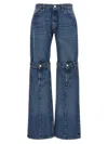Coperni Flared Denim Trousers With Cut-out Detail In Blue