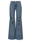 Coperni Flared Denim Trousers With Cut-out Detail In Blue
