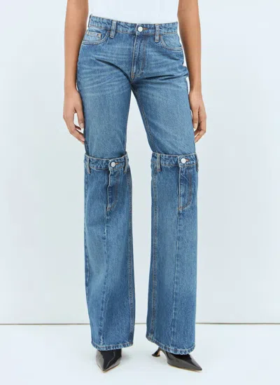 Coperni Open-knee Cotton Straight Jeans In Washed Blue