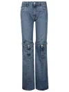 Coperni Flared Denim Trousers With Cut-out Detail In Blue