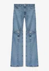Coperni Open Knee Mid-rise Jeans In Blue