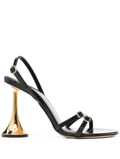 Coperni Sculpted Heel Strappy Leather Sandals In Black