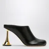 Coperni Black Leather Mules With Sculptural Gold-heel Design In Black