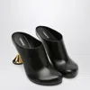 Coperni Black Leather Mules With Sculptural Gold-heel Design In Black