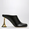 Coperni Black Leather Mules With Sculptural Gold-heel Design In Black