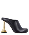Coperni Black Leather Mules With Sculptural Gold-heel Design
