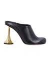 Coperni Black Leather Mules With Sculptural Gold-heel Design
