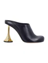 Coperni Black Leather Mules With Sculptural Gold-heel Design