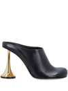 Coperni Black Leather Mules With Sculptural Gold-heel Design In Black