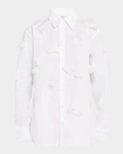 Coperni Organza Butterfly Button-down Cotton Shirt