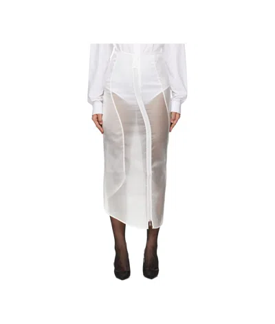 Coperni White Organza Maxi Skirt In Clear