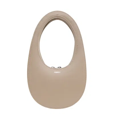 Coperni 'mini Swipe' Beige Handbag With Embossed Logo