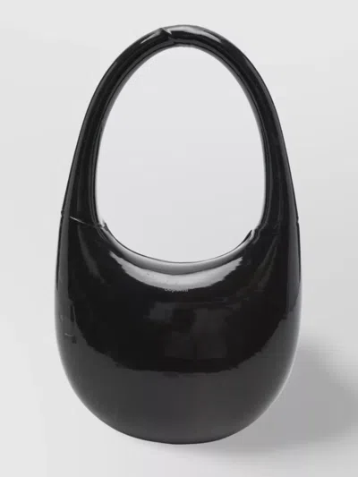 Coperni Oval Handle Glossy Shoulder Bag In Black