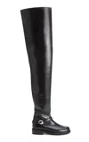Coperni Over-the-knee Belted Leather Cavalier Boots In Black
