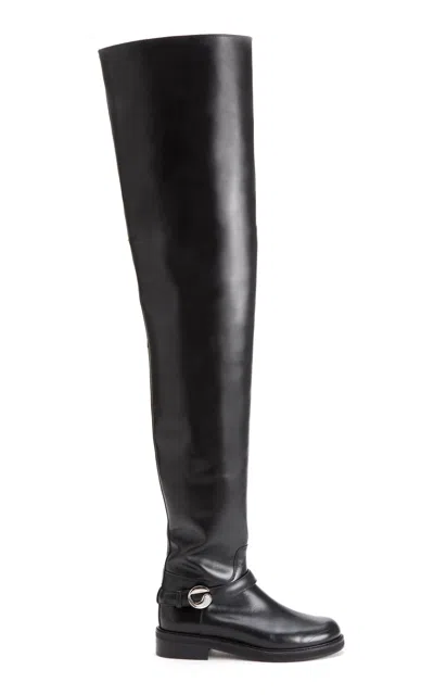 Coperni Over-the-knee Belted Leather Cavalier Boots In Black