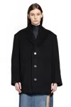 Coperni Collarless Long-sleeve Coat In Black