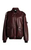 Coperni Oversized Leather Jacket In Burgundy