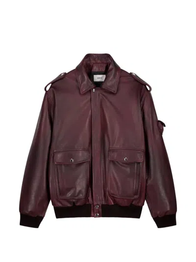 Coperni Oversized Leather Jacket In Burgundy