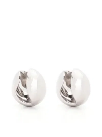 Coperni Oversized Logo Creole Earrings In Silver