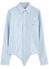 Coperni Oxford Cotton Shirt Bodysuit In Blue