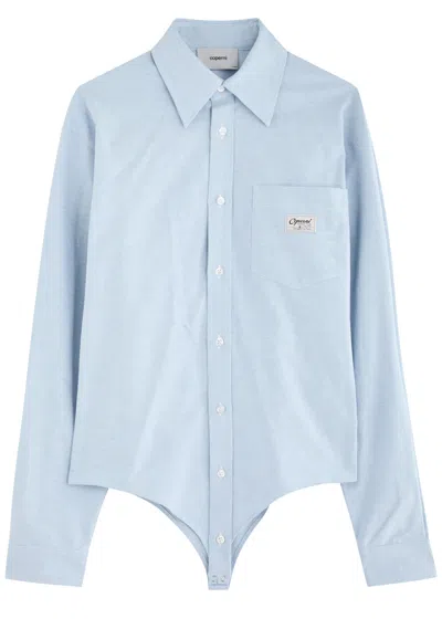 Coperni Oxford Cotton Shirt Bodysuit In Blue