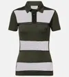 Coperni Striped Sheer Polo Shirt Short Sleeves In Green