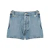 Coperni Open-hip Cotton Denim Shorts In Blue