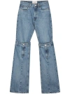 Coperni Open Knee Mid-rise Jeans In Denim