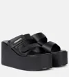 Coperni Black Wedges With Logo Patch On The Front And Touch-strap Closure In Leather Woman In Black