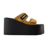 Coperni 100mm Platform Suede Sandals In Brown